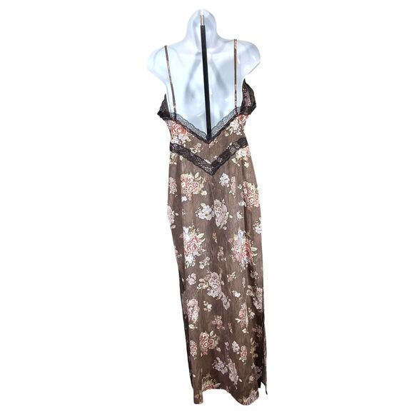 Brock Collection x H&M Maxi Slip Dress Brown Floral Lace Womens Small - Picture 2 of 4